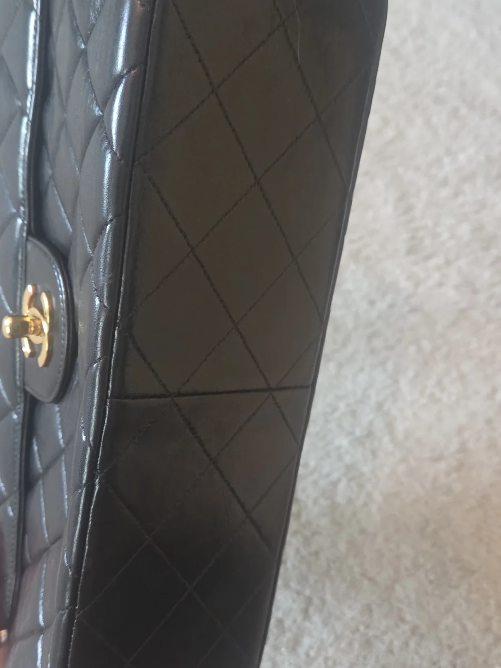 CHANEL 1996-1997 Both Side Classic Flap Jumbo Black Lambskin